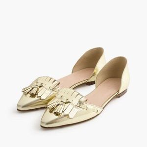 J. Crew D’Orsay Mirror Metallic Gold Loafer Flats